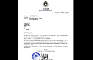 Ucok Hidayat Tunjuk Mathys R Sebagai Plt. Ketua Askab PSSI OKI