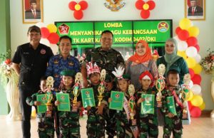 Meriahkan HUT TNI ke-79, Kodim 0402/OKI Adakan Lomba Menyanyi Kebangsaan Tingkat TK