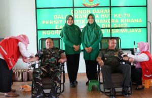 Dalam Rangka HUT Persit ke-79, Kodim 0402/OKI Gelar Donor Darah