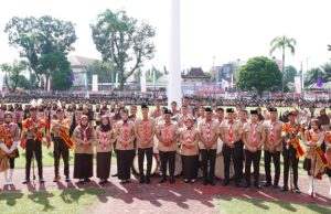 Hadiri Upacara HUT Pramuka ke-64, Kasdim 0402/OKI Tekankan Pentingnya Karakter Bangsa