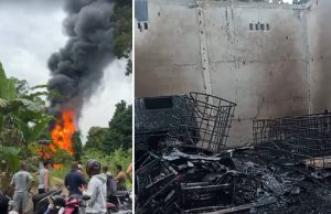 Asap Membubung Tinggi, Kebakaran Gudang Penggilingan Padi di SP Padang Sita Perhatian Warga