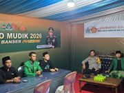 Polres OKI Bersama GP Ansor Dirikan Posko Mudik 2026 Ansor Banser Presisi di Desa Tugu Mulyo