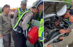 Pengendara Kehabisan BBM di Tol Kayuagung, Layanan 110 Polres OKI Bergerak Cepat