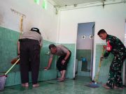 Lewat Program Belida, Polres OKI Bersihkan Masjid Muhajirin