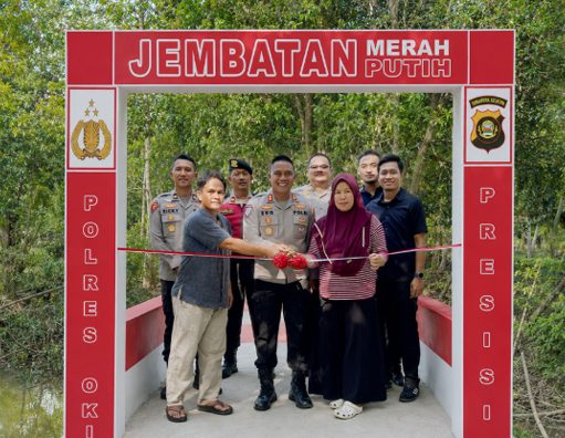 Jembatan Merah Putih Presisi Polres OKI Diresmikan, Permudah Akses Warga dan Pelajar di Pematang Buluran
