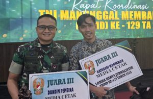 Kodim 0402/OKI-OI Raih Juara Lomba Karya Jurnalistik TMMD ke-128 Kategori Media Cetak