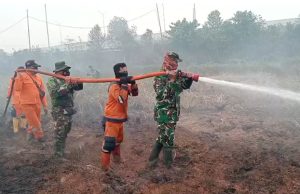 Babinsa dan Tim Gabungan Berjibaku Jinakkan Karhutla di Muara Batun Baru